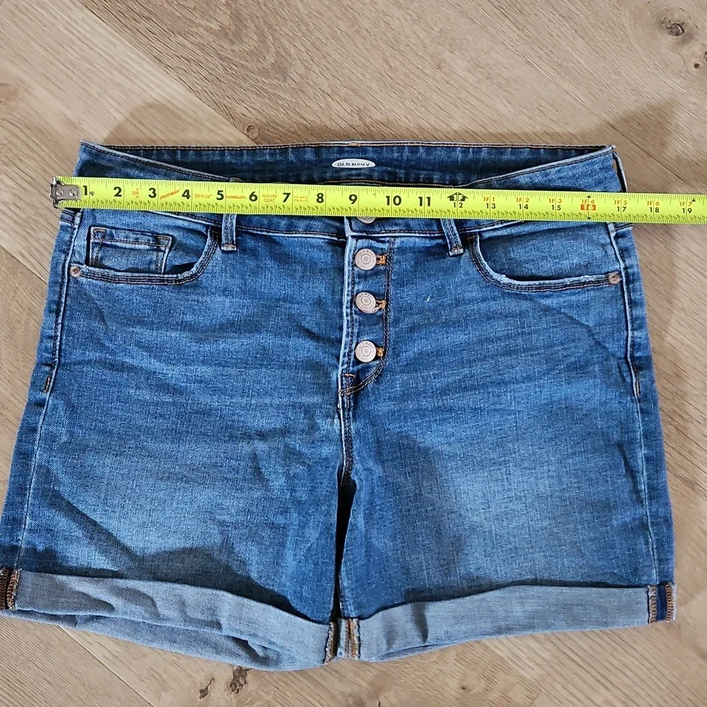 Old Navy button fly High Rise Blue Denim Shorts 10 - Picture 1 of 4